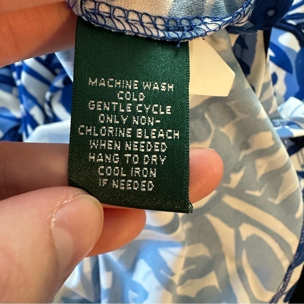 Lauren Ralph Lauren Blue V-Neck Stretch Paisley Print A-line Dress - Picture 5 of 5